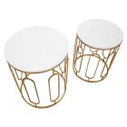 Coffee Tables in Golden Iron and Marble Effect Resin 2 Pieces - Pietro Viadurini