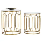 Coffee Tables in Golden Iron and Marble Effect Resin 2 Pieces - Pietro Viadurini