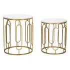 Coffee Tables in Golden Iron and Marble Effect Resin 2 Pieces - Pietro Viadurini