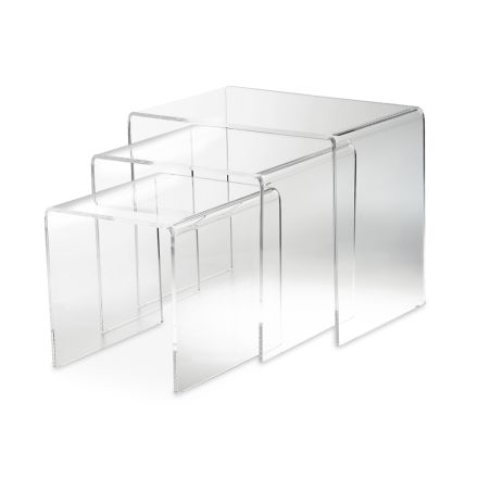 Living Room Coffee Tables in Transparent Minimal Acrylic Crystal 3 Pieces - Cecco Viadurini
