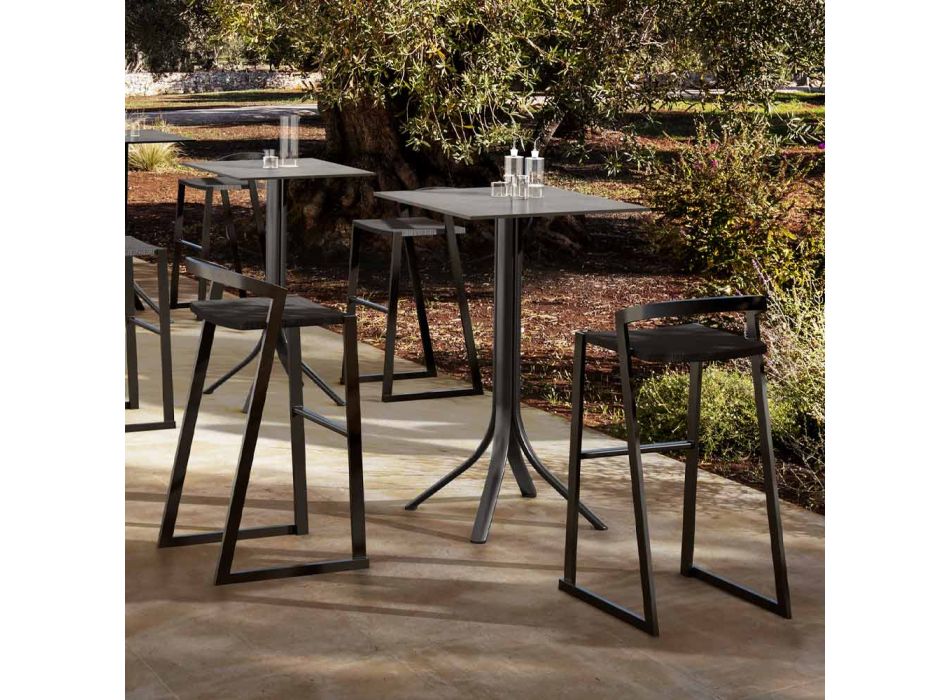 High Outdoor Bar Table with 4 Legs in Aluminum in 2 Colors - Filomena Viadurini