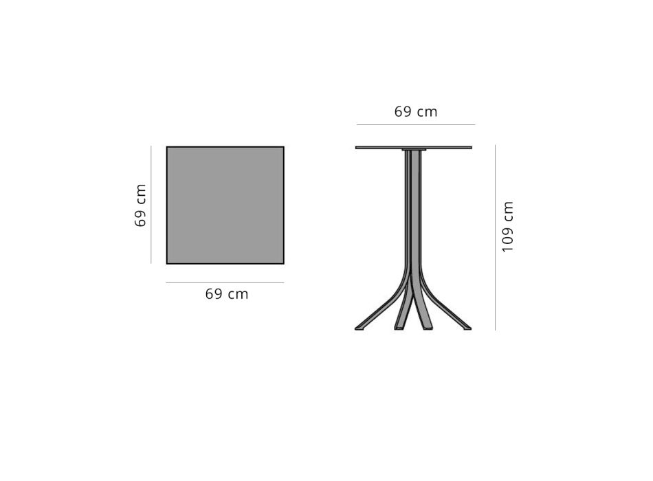 High Outdoor Bar Table with 4 Legs in Aluminum in 2 Colors - Filomena Viadurini