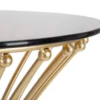 Round High Coffee Table in Golden Iron with Spheres and Smoked Glass Top - Dexter Viadurini