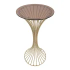Round High Coffee Table in Golden Iron with Spheres and Smoked Glass Top - Dexter Viadurini