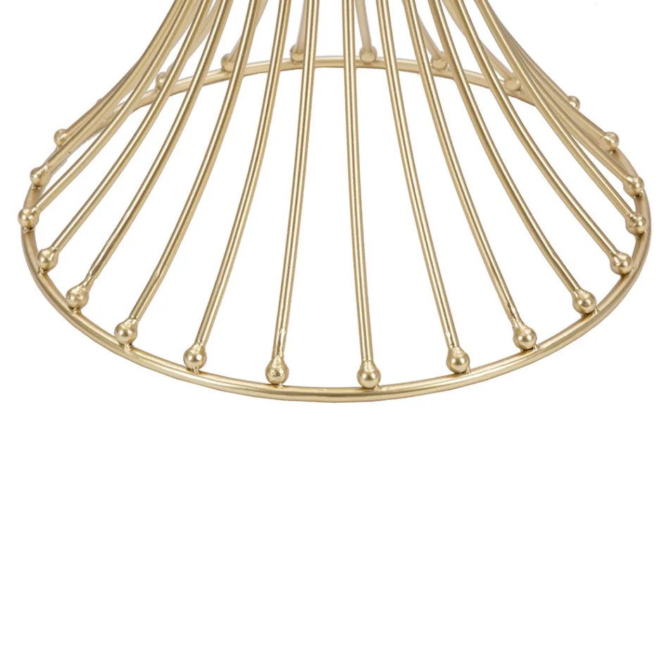 Round High Coffee Table in Golden Iron with Spheres and Smoked Glass Top - Dexter Viadurini