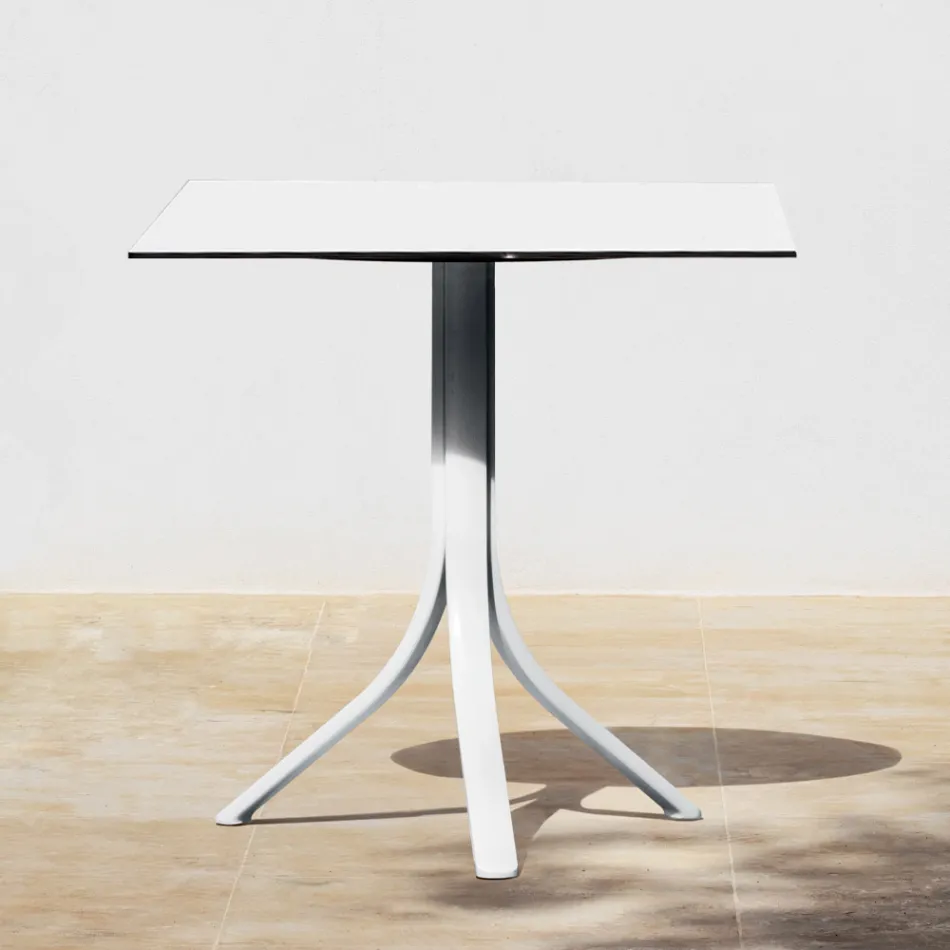 Outdoor Bar Table with 3 Reclining Aluminum Legs in 2 Finishes - Filomena Viadurini