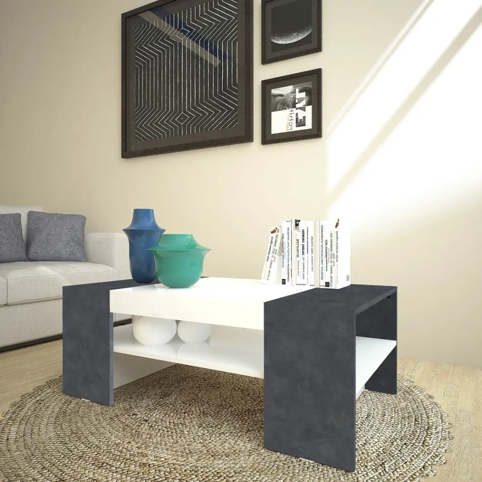 Low Coffee Table for the Living Room in White Wood 3 Finishes - Rames Viadurini