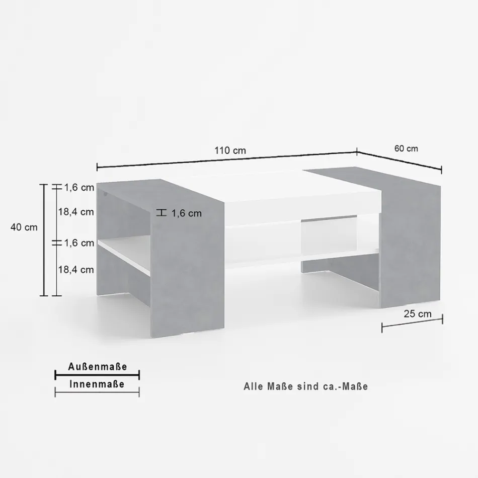 Low Coffee Table for the Living Room in White Wood 3 Finishes - Rames Viadurini