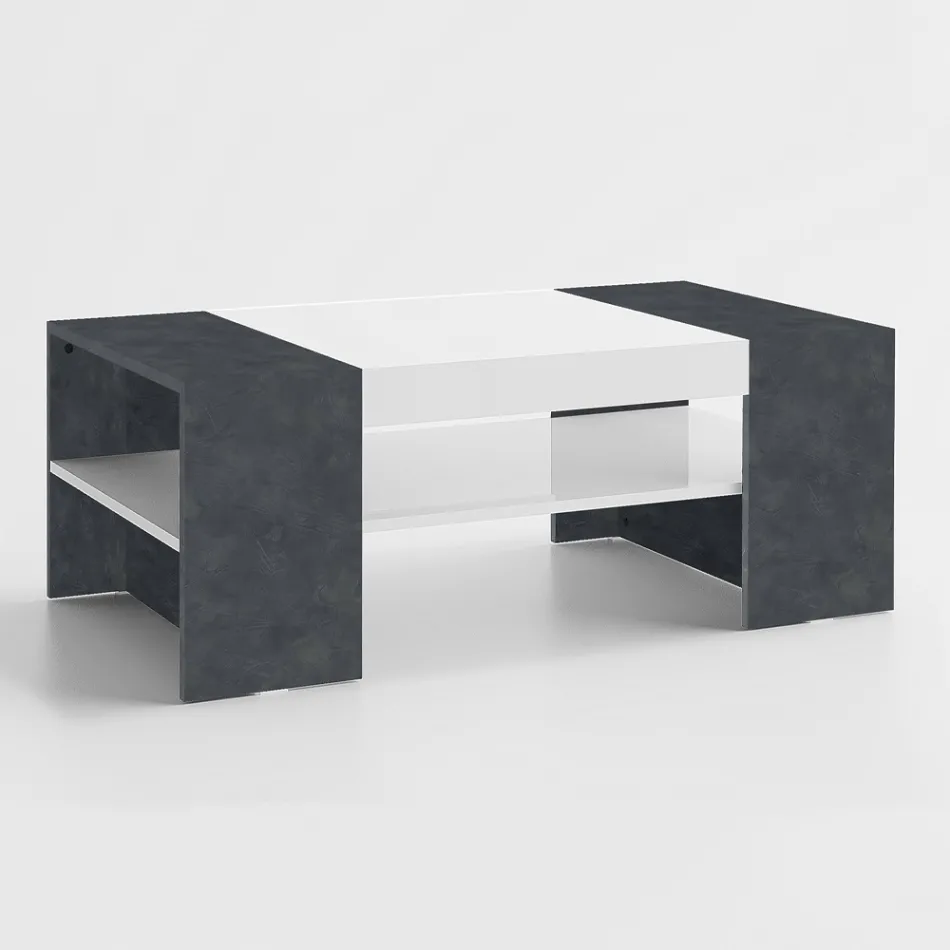 Low Coffee Table for the Living Room in White Wood 3 Finishes - Rames Viadurini