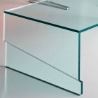 Low Coffee Table for Living Room in Cantilever Transparent Glass - Discount Viadurini