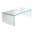Low Coffee Table for Living Room in Cantilever Transparent Glass - Discount Viadurini