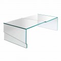 Low Coffee Table for Living Room in Cantilever Transparent Glass - Discount