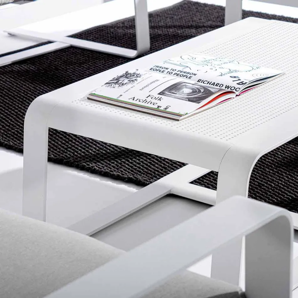 Outdoor Low Table in White or Anthracite Painted Aluminum - Aniello Viadurini