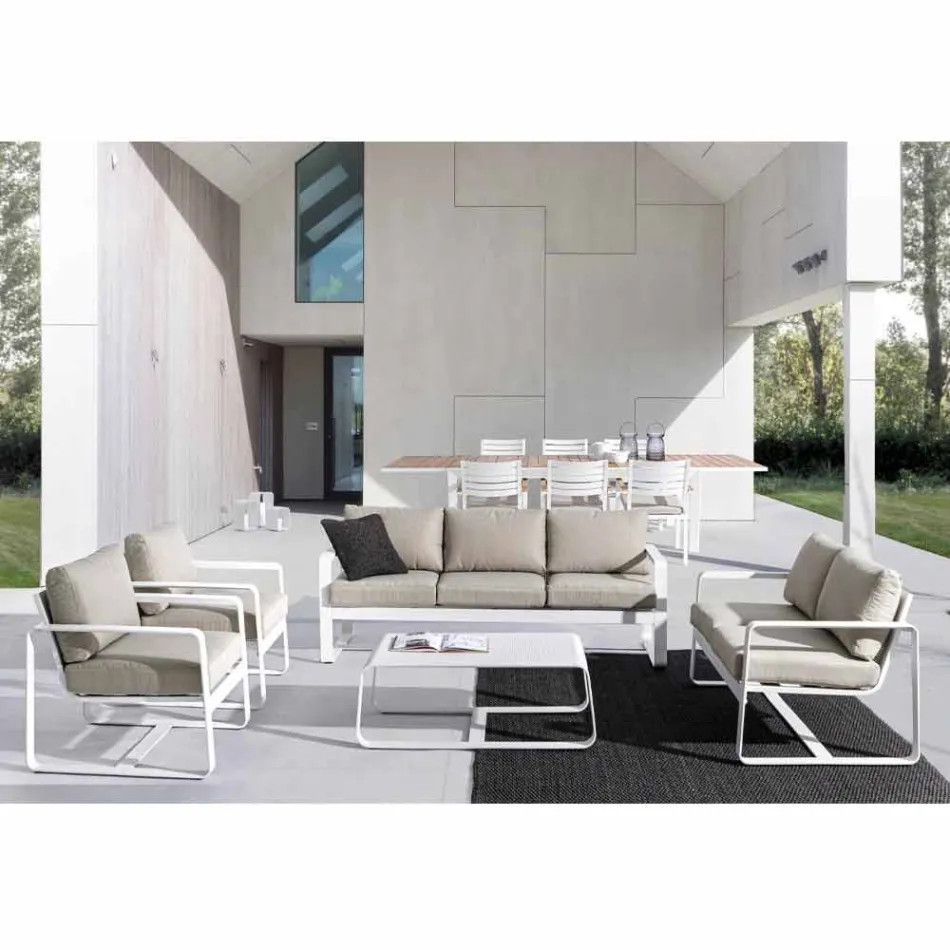 Outdoor Low Table in White or Anthracite Painted Aluminum - Aniello Viadurini