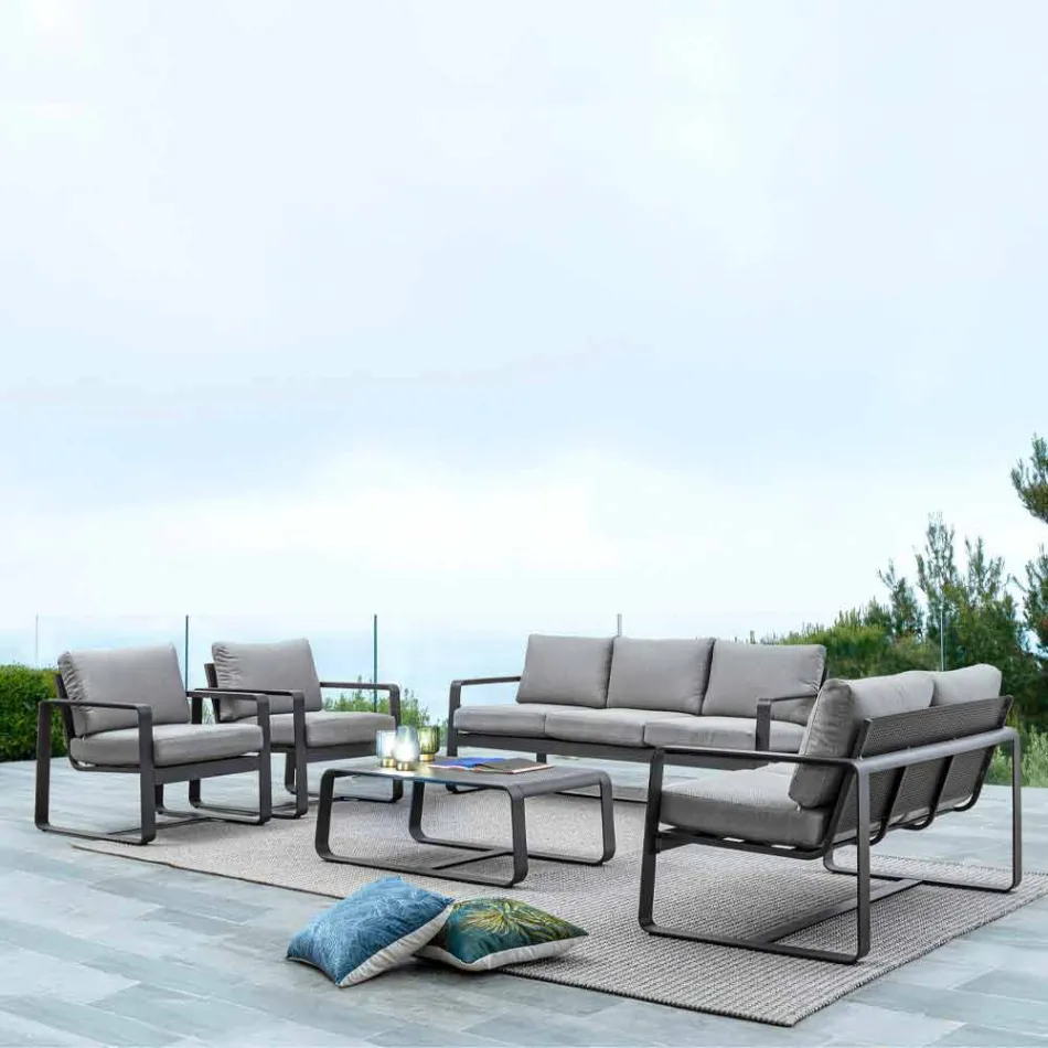 Outdoor Low Table in White or Anthracite Painted Aluminum - Aniello Viadurini