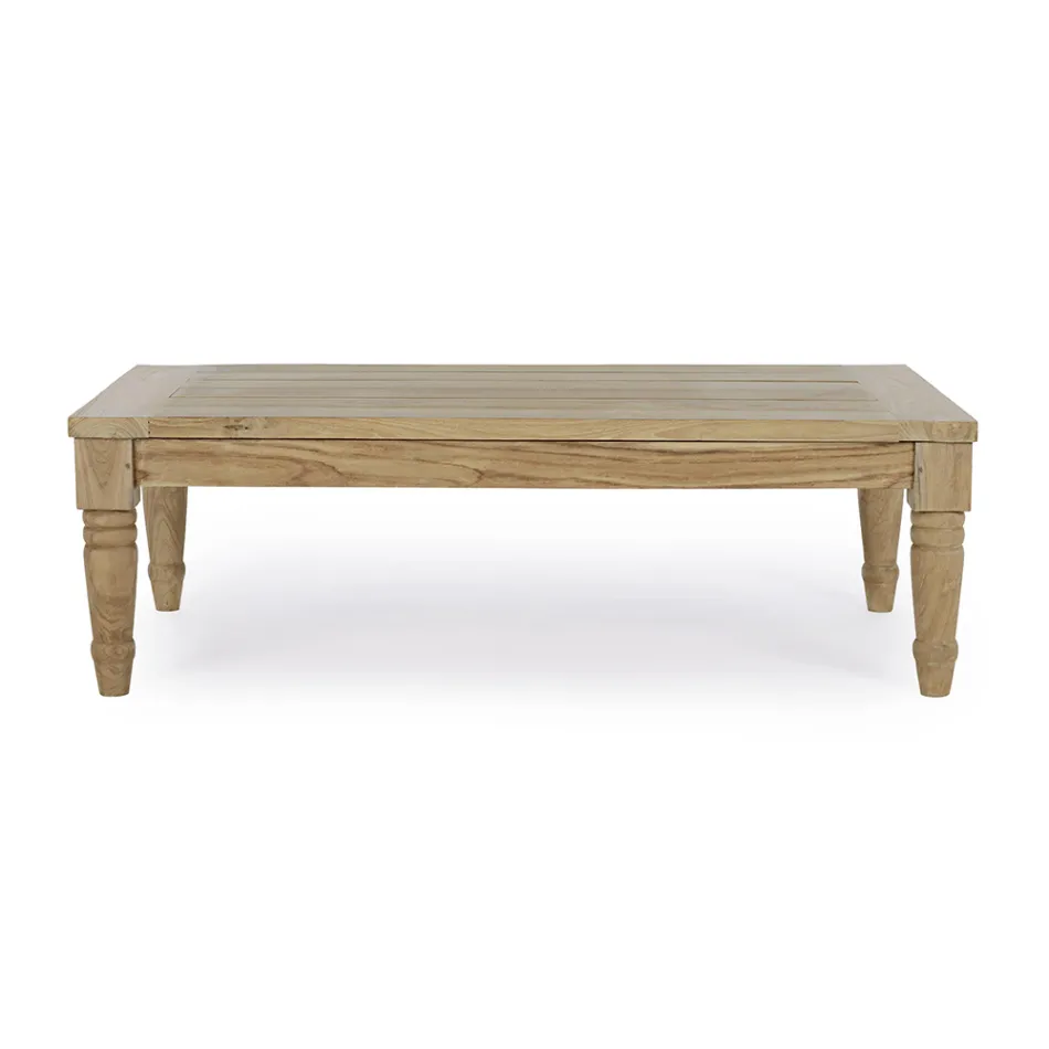 Low Outdoor Coffee Table in Teak Wood with Rustic Finish, Homemotion - Ronak Viadurini