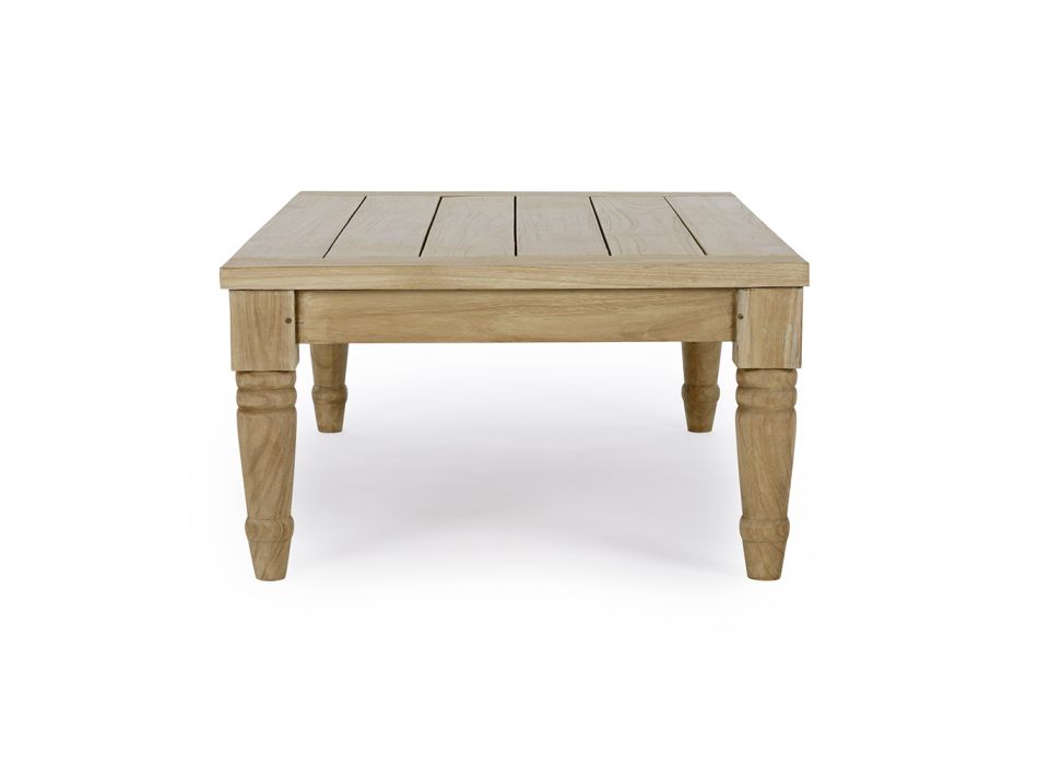Low Outdoor Coffee Table in Teak Wood with Rustic Finish, Homemotion - Ronak Viadurini