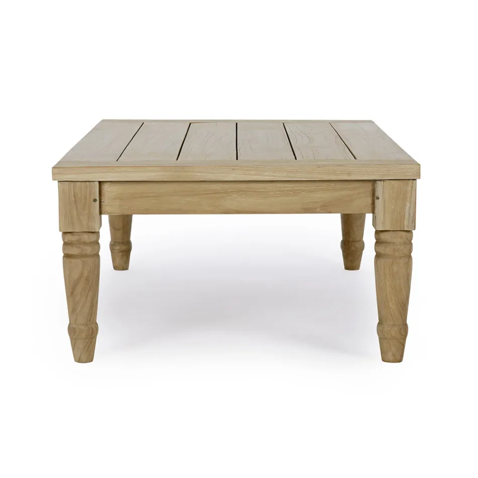 Low Outdoor Coffee Table in Teak Wood with Rustic Finish, Homemotion - Ronak Viadurini