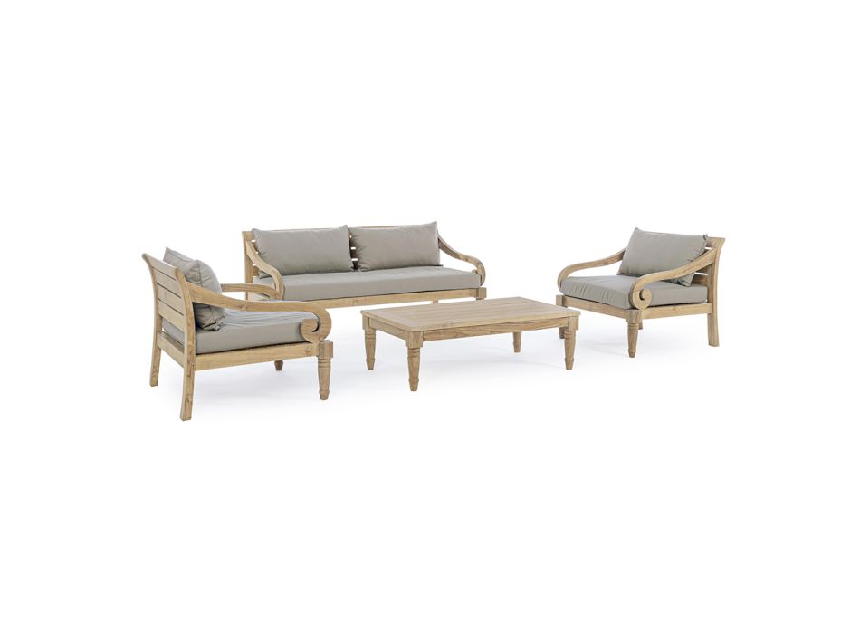 Low Outdoor Coffee Table in Teak Wood with Rustic Finish, Homemotion - Ronak Viadurini