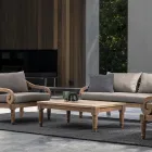 Low Outdoor Coffee Table in Teak Wood with Rustic Finish, Homemotion - Ronak Viadurini