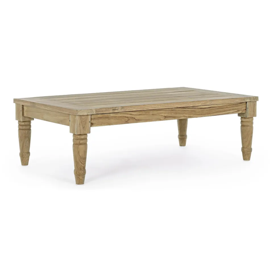 Low Outdoor Coffee Table in Teak Wood with Rustic Finish, Homemotion - Ronak Viadurini