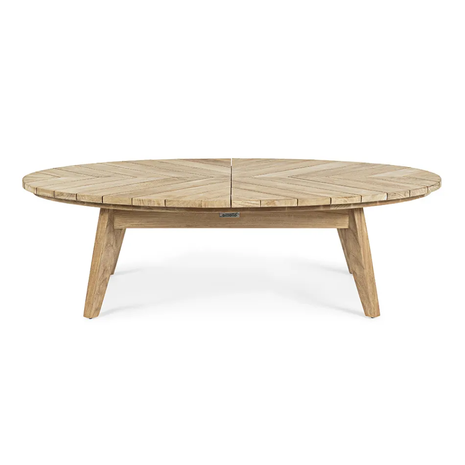 Low Outdoor Teak Coffee Table with Oval Top, Homemotion - Ricardo Viadurini