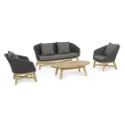 Low Outdoor Teak Coffee Table with Oval Top, Homemotion - Ricardo Viadurini