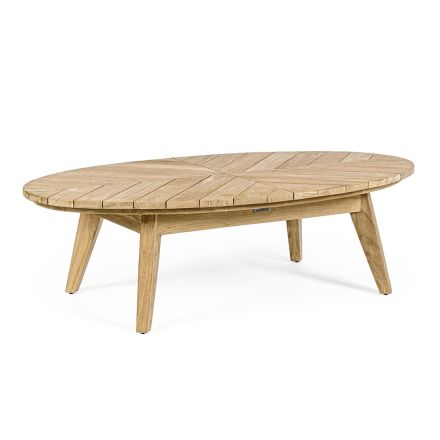 Low Outdoor Teak Coffee Table with Oval Top, Homemotion - Ricardo Viadurini