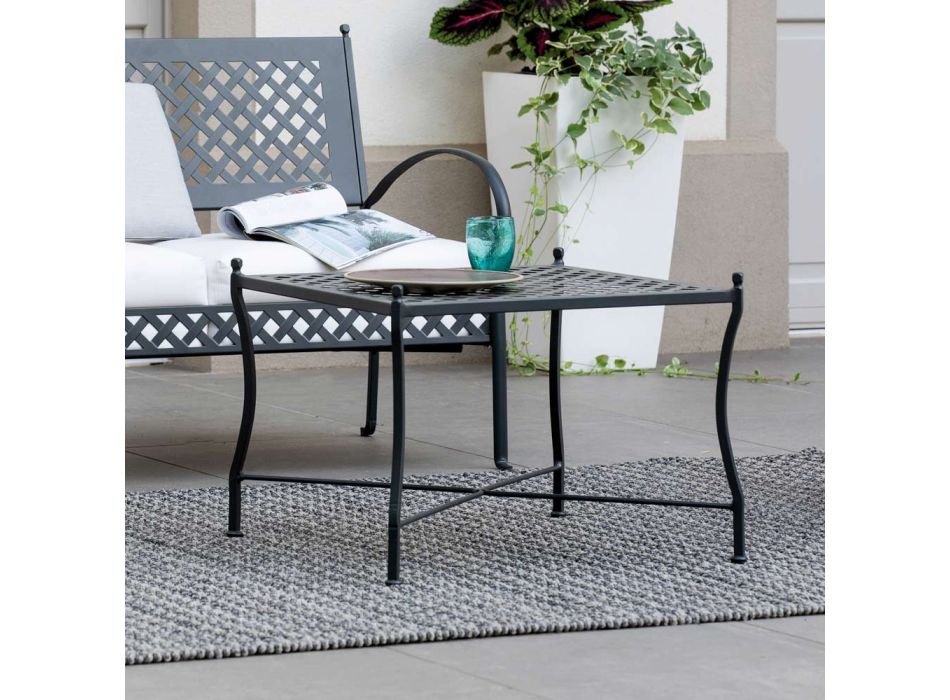Folding Outdoor Coffee Table in Galvanized Steel Made in Italy - Selvaggia Viadurini