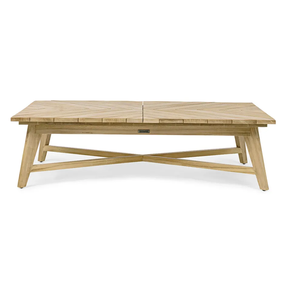 Low Rectangular Outdoor Coffee Table in Teak Wood, Homemotion - Stuart Viadurini