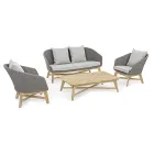 Low Rectangular Outdoor Coffee Table in Teak Wood, Homemotion - Stuart Viadurini