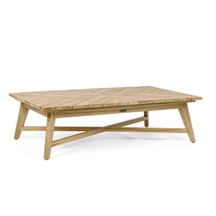 Low Rectangular Outdoor Coffee Table in Teak Wood, Homemotion - Stuart Viadurini