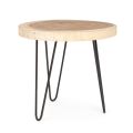Low Coffee Table in Steel and Top in Natural Wood - Crotone