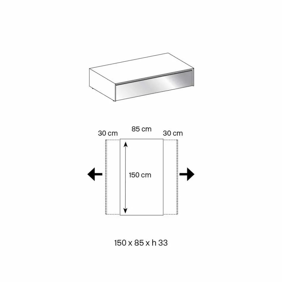 Low Table for Living Room in Smoked Glass and Wooden Drawers 3 Sizes - Mantra Viadurini