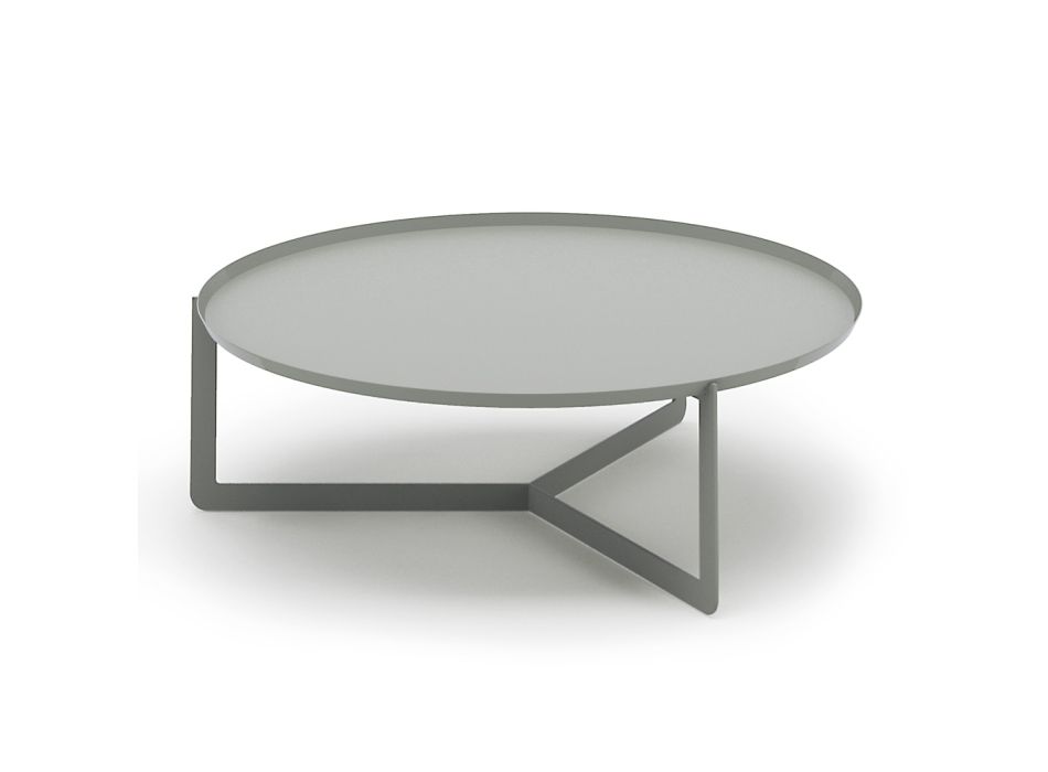 Low Outdoor Round Table in Colored Metal Made in Italy - Stephane Viadurini