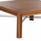 Low Square Coffee Table for Outdoor Living Room in Natural or Black Wood - Suzana Viadurini