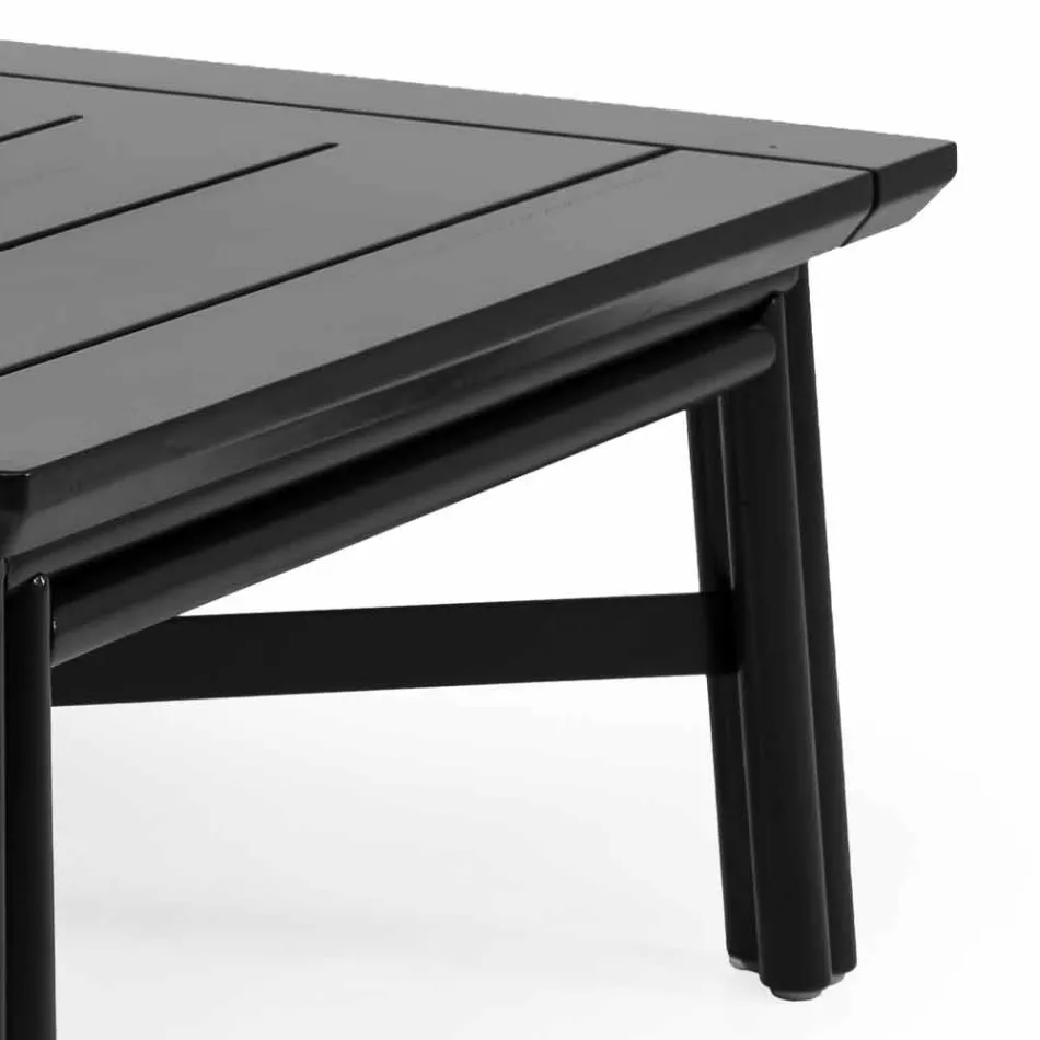Low Square Coffee Table for Outdoor Living Room in Natural or Black Wood - Suzana Viadurini
