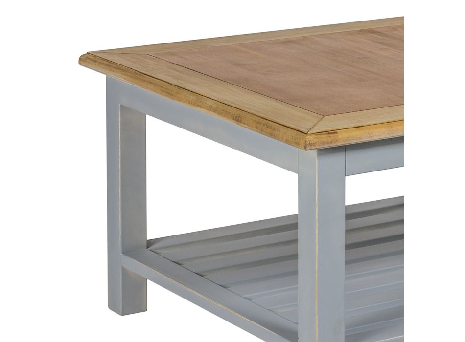 Low Square Coffee Table in Solid Poplar Wood Made in Italy - Estia Viadurini