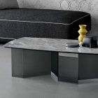 Low Coffee Table Living Room Ceramic Top and Smoked Glass Legs 3 Sizes - Random Viadurini