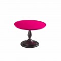 Modern design cocktail table Nik with pink lacquered top Ø 70 cm