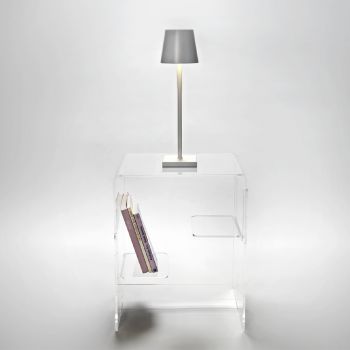 Bedside Table in Transparent or Smoked Plexiglass Made in Italy - Lollao