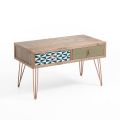 Coffee table with 2 colored and decorated double-sided drawers - Hassio