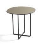 Coffee Table with Metal Base and Mirror and Marble-Effect Ceramic Top - Gisella Viadurini