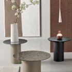 Coffee Table with Metal Base and Ø45 cm Mirror or Glass Top - Flaminia Viadurini