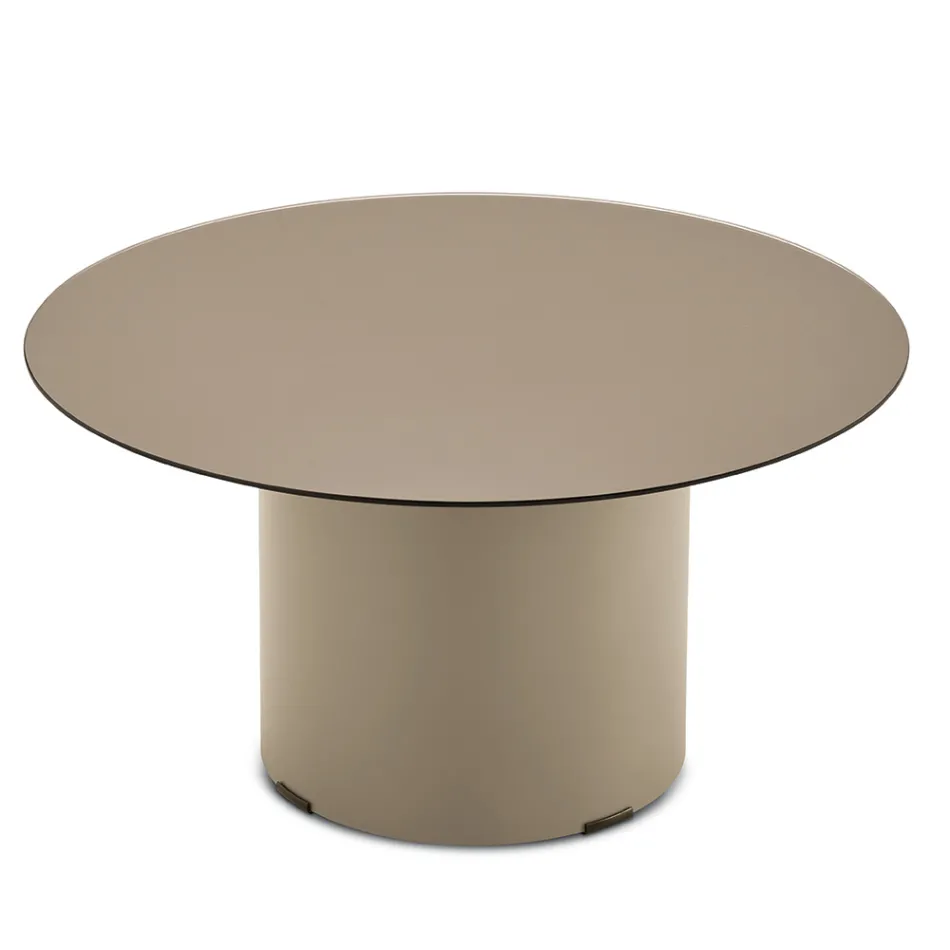Coffee Table with Metal Base and Ø60 cm Mirror or Glass Top - Flaminia Viadurini