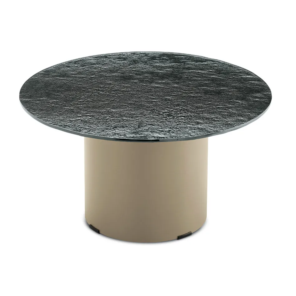 Coffee Table with Metal Base and Ø60 cm Mirror or Glass Top - Flaminia Viadurini