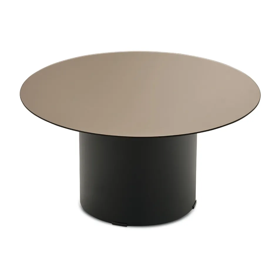 Coffee Table with Metal Base and Ø60 cm Mirror or Glass Top - Flaminia Viadurini