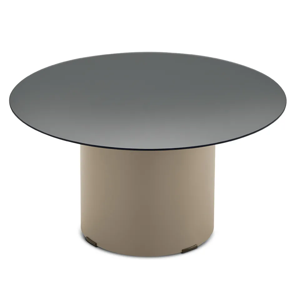 Coffee Table with Metal Base and Ø60 cm Mirror or Glass Top - Flaminia Viadurini