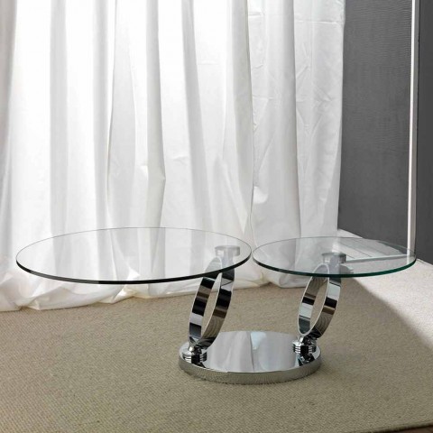 Glass Coffee Table Chieti With Round Movable Table Tops