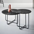 Coffee Table with Mirror and Marble-Effect Ceramic Top Made in Italy - Giusta Viadurini